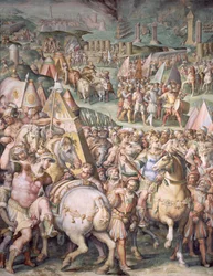 El sitio de Livorno por Maximiliano I (1459-1519) del Salone dei Cinquecento, 1555-72
